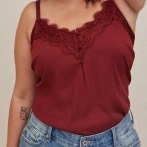 Torrid Burgundy Lace Trim Tank Top